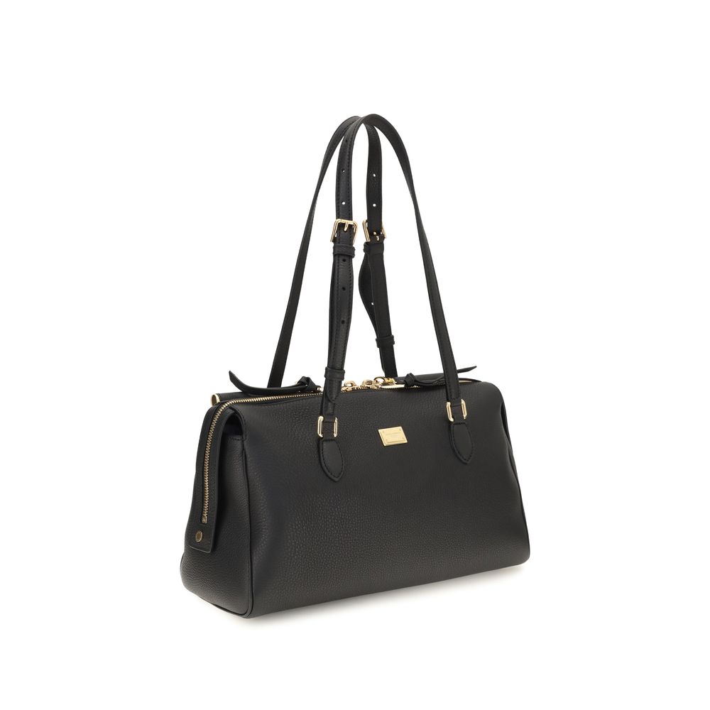 Dolce & Gabbana Black Calf Leather Bos Taurus Shoulder Bag