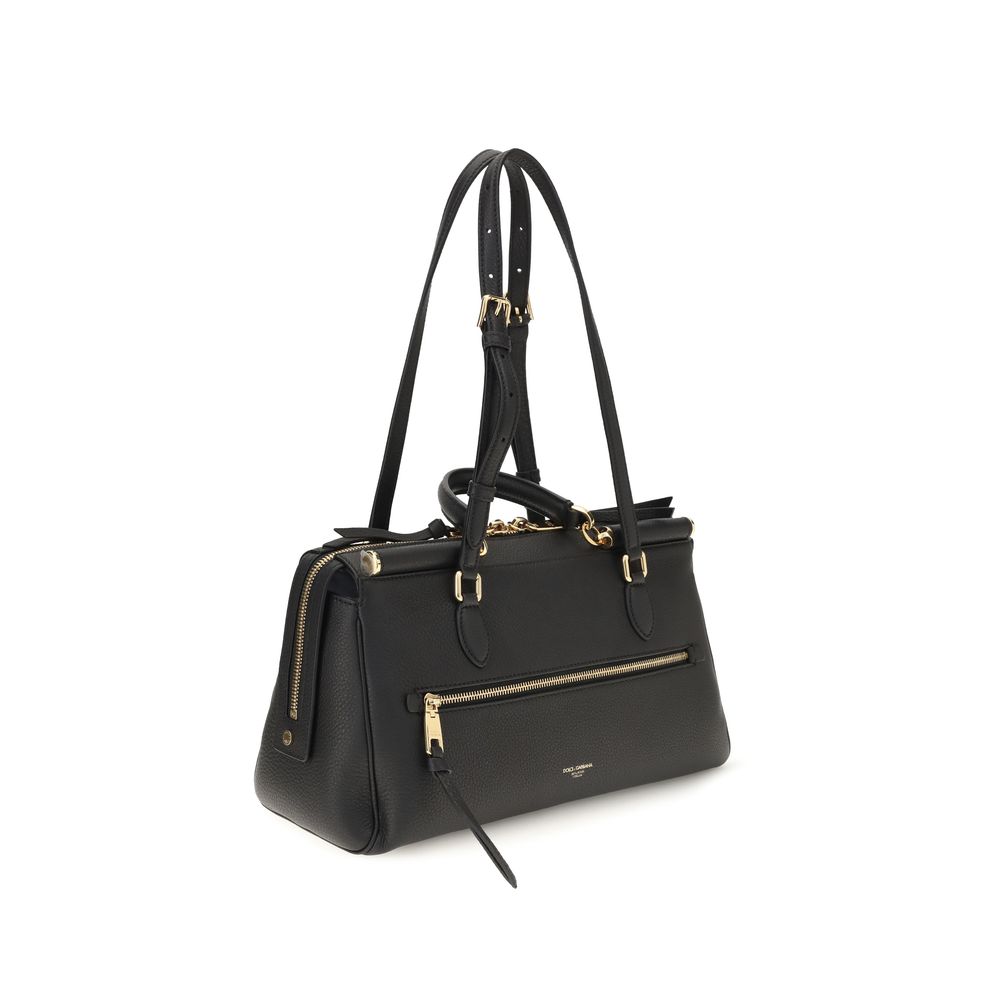 Dolce & Gabbana Black Calf Leather Bos Taurus Shoulder Bag