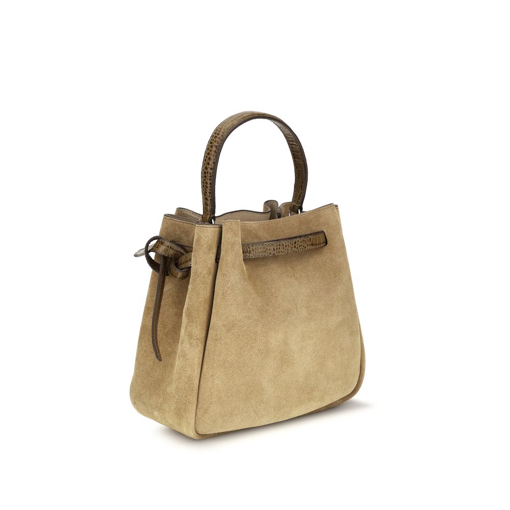Tory Burch Beige Suede Leather Backet Bag