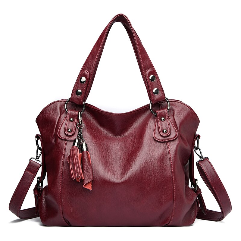 Soft Leather Casual Tote Shoulder Bag — Luxury