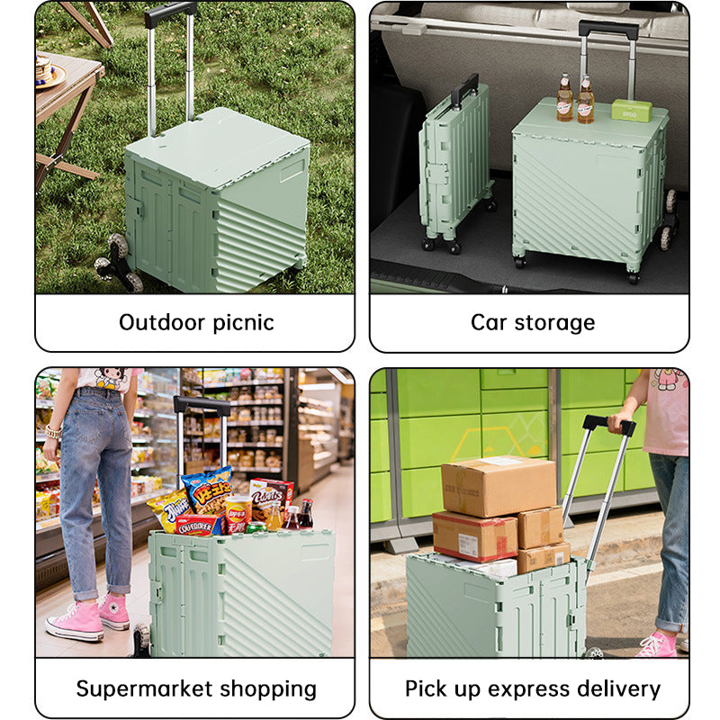 Folding Rolling Utility Cart with Lid