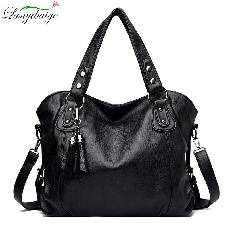 Soft Leather Casual Tote Shoulder Bag — Luxury