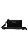 Dolce & Gabbana Black Nylon Logo Plaque Keyring Pouch Clutch Bag