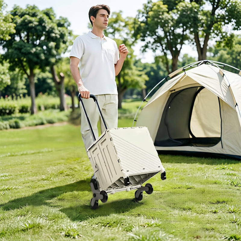 Folding Rolling Utility Cart with Lid