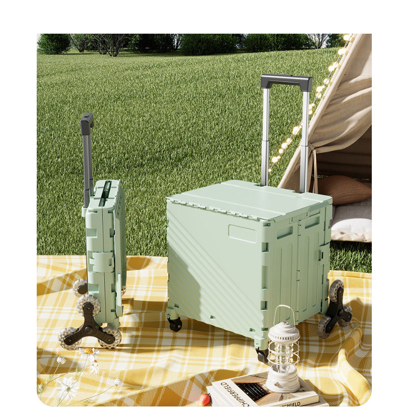 Folding Rolling Utility Cart with Lid