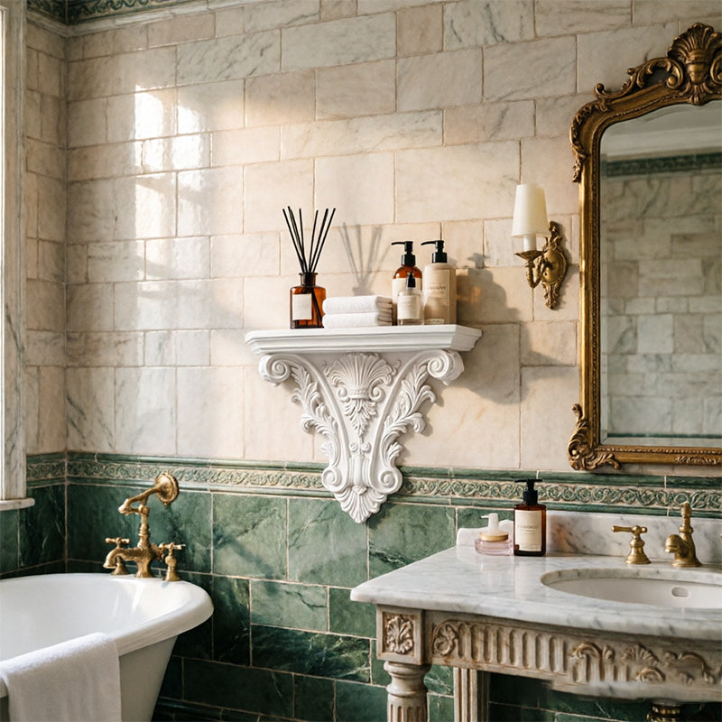 3D Gothic Floating Wall Shelf — Carved Decor