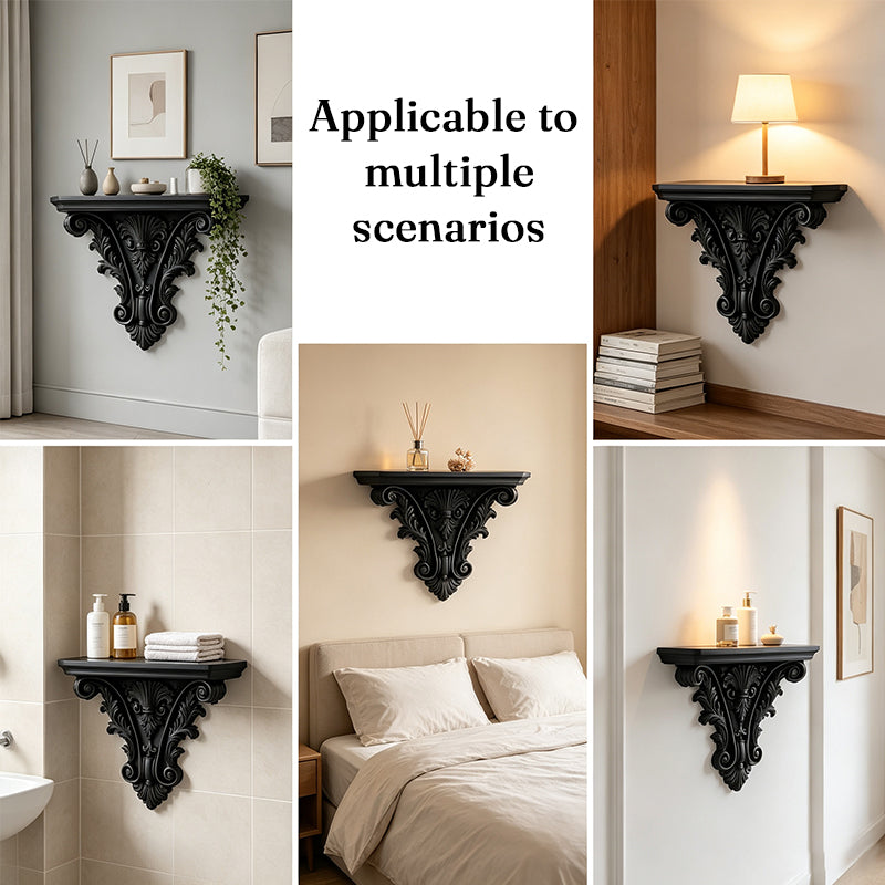 3D Gothic Floating Wall Shelf — Carved Decor