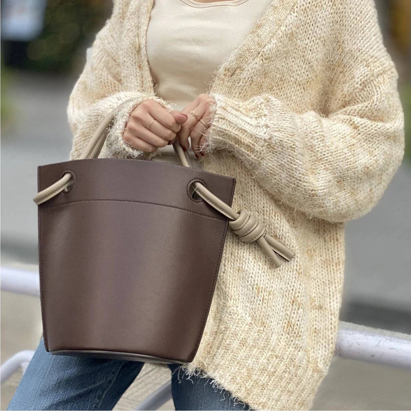Bucket Bag PU Leather — Contrast Style