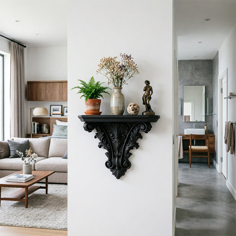 3D Gothic Floating Wall Shelf — Carved Decor