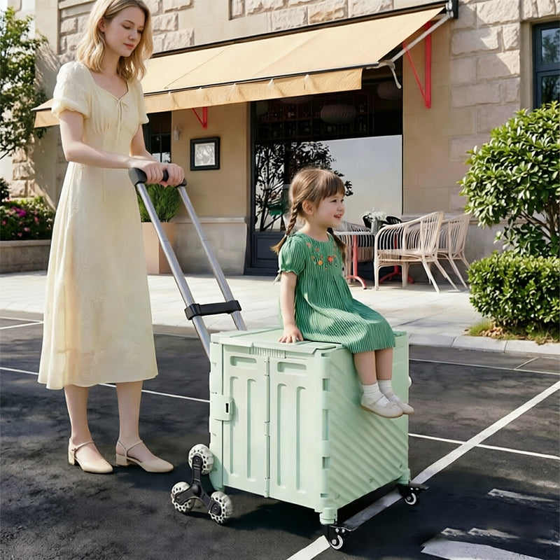 Folding Rolling Utility Cart with Lid