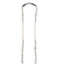 Dolce & Gabbana Pearl Chain Shoulder Strap — Black Leather