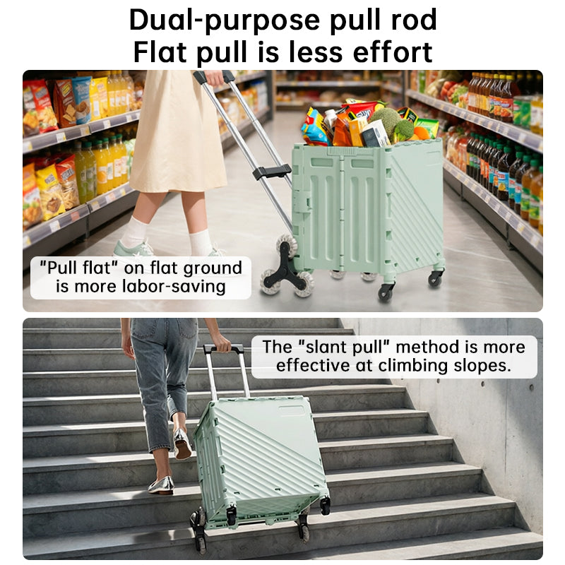 Folding Rolling Utility Cart with Lid