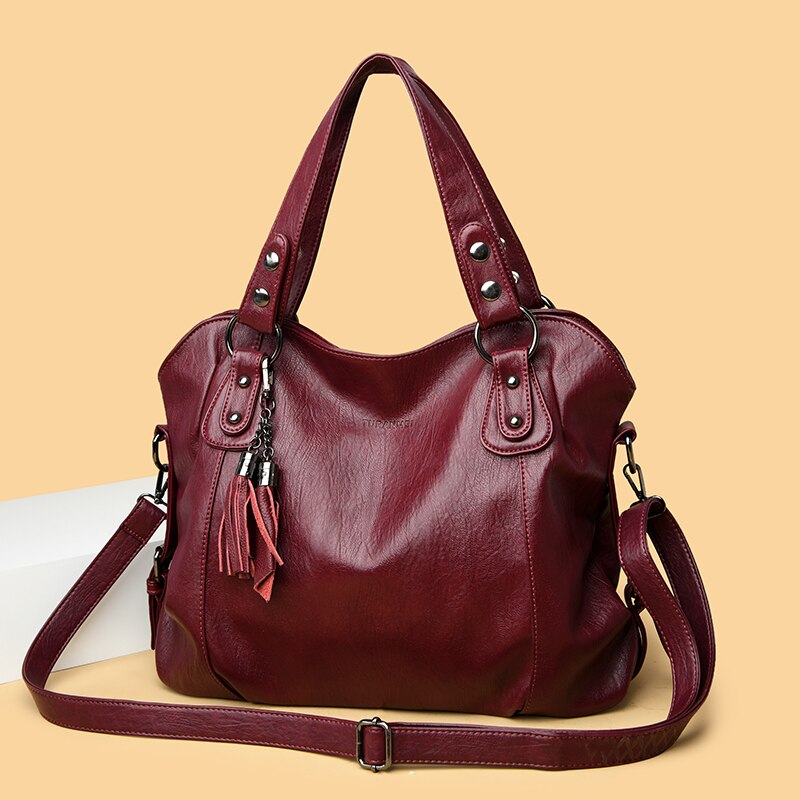Soft Leather Casual Tote Shoulder Bag — Luxury