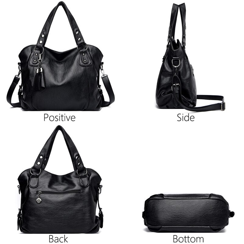 Soft Leather Casual Tote Shoulder Bag — Luxury