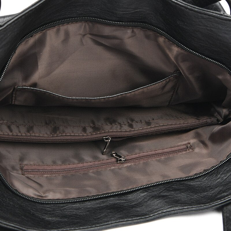 Soft Leather Casual Tote Shoulder Bag — Luxury