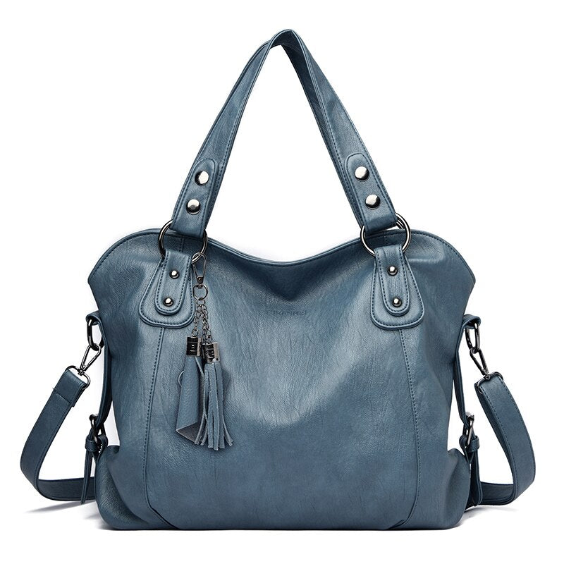 Soft Leather Casual Tote Shoulder Bag — Luxury