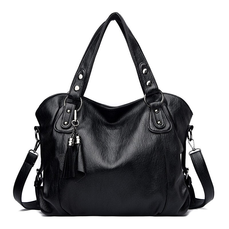 Soft Leather Casual Tote Shoulder Bag — Luxury