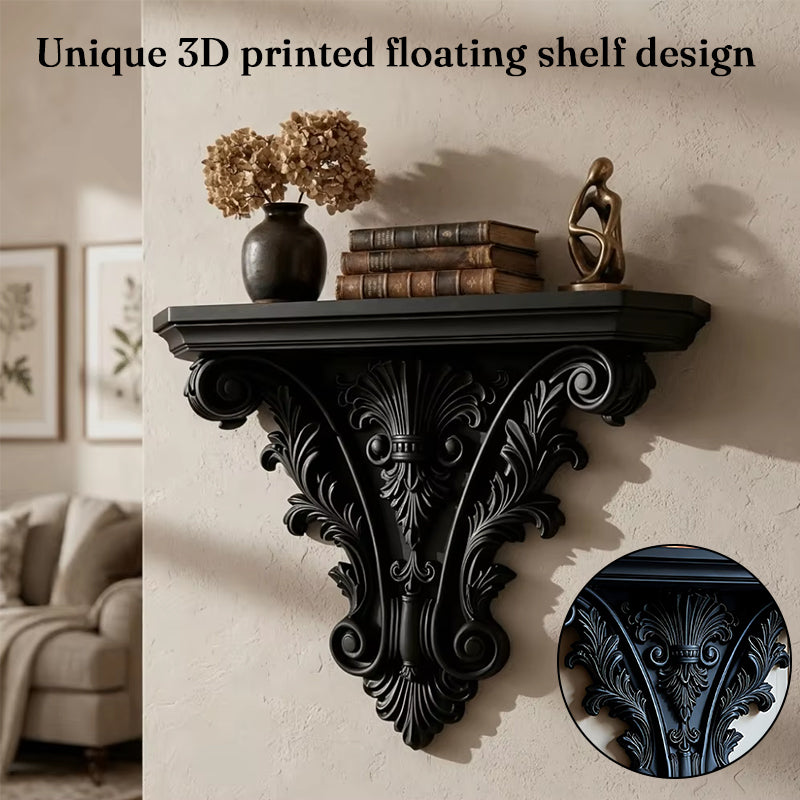 3D Gothic Floating Wall Shelf — Carved Decor
