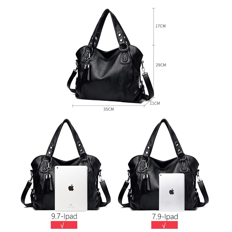 Soft Leather Casual Tote Shoulder Bag — Luxury