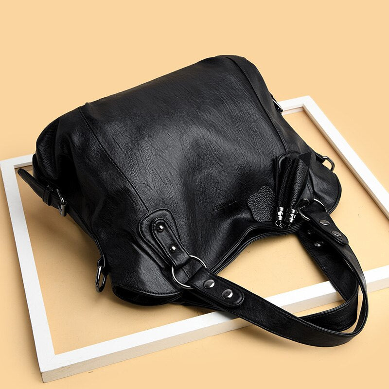 Soft Leather Casual Tote Shoulder Bag — Luxury