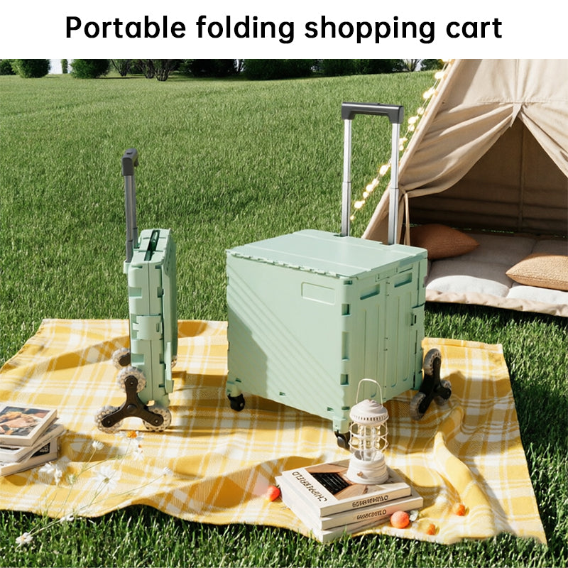 Folding Rolling Utility Cart with Lid